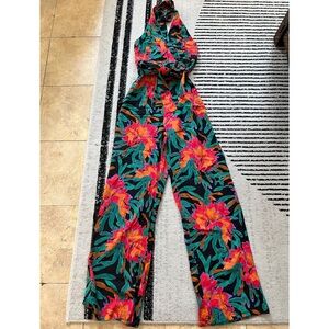 Mango Red and Green Tropical Jumpsuit